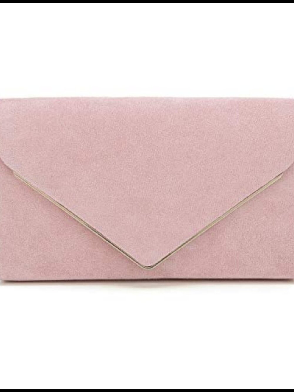 Faux Suede Clutch Bag Elegant Metal Binding Evening Purse Wedding Prom Black-Tie